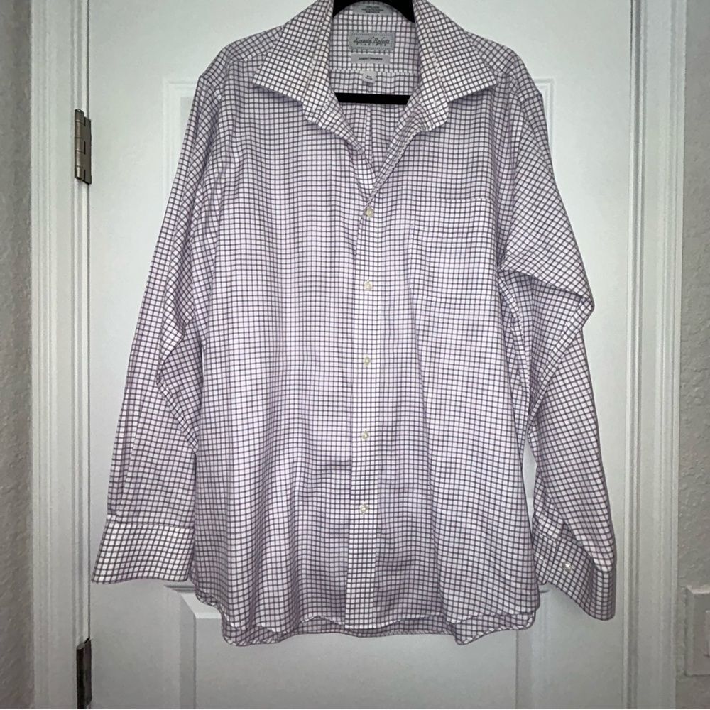 Kenneth Roberts Platinum Plaid Print Long Sleeve Button Down Dress Shirt